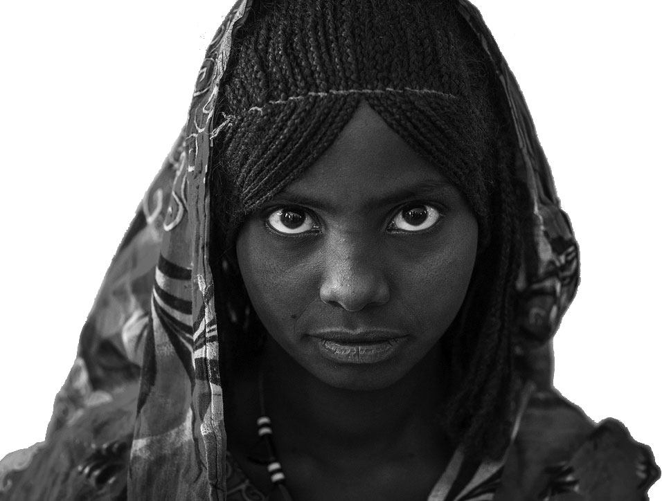 Portrait of an afar tribe girl with braided hair, Afar region, Semera, Ethiopia